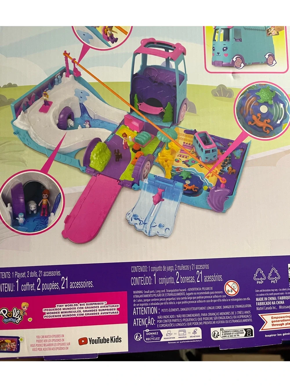Polly Pocket Pet Mobile Adventure Playset - Blue & Pink